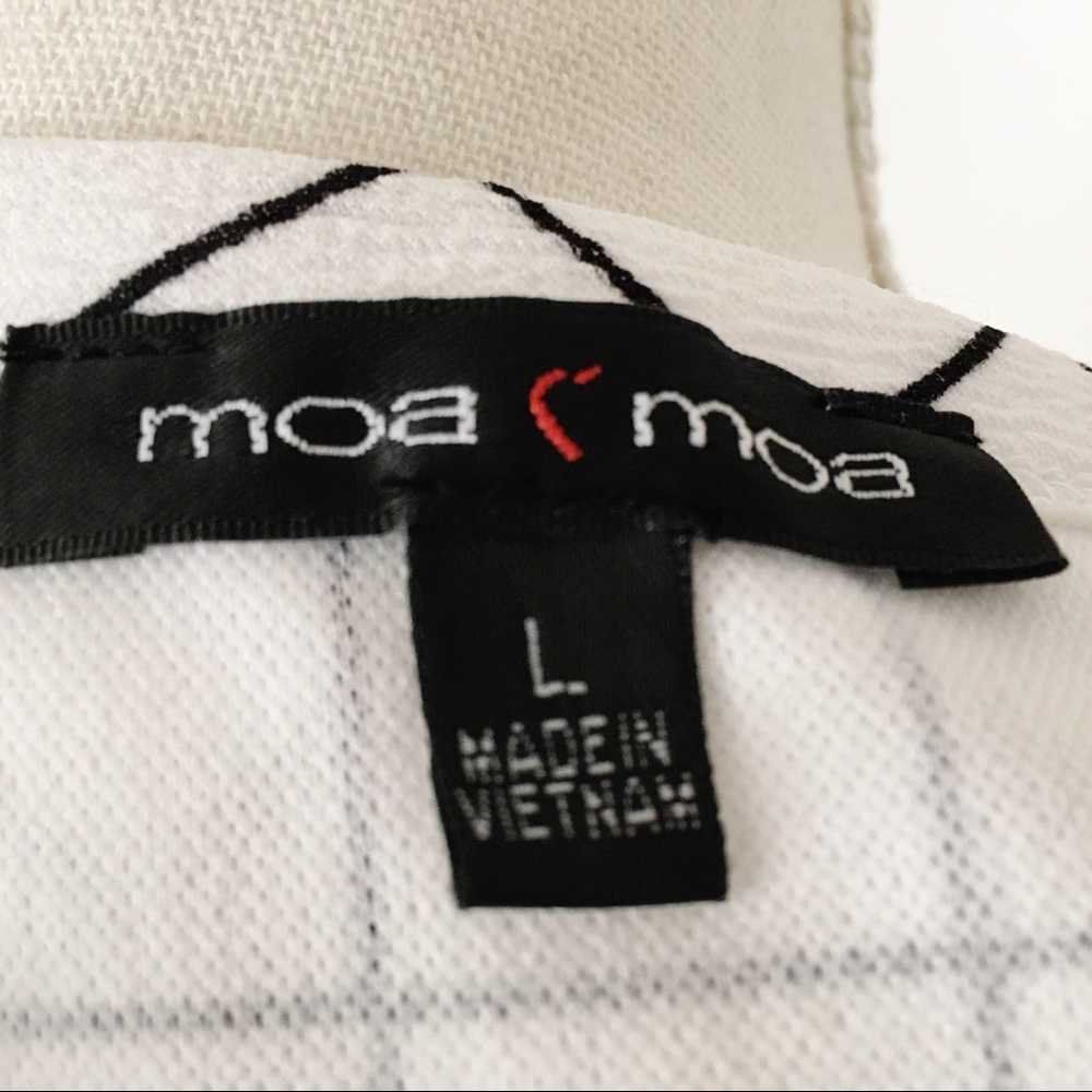 Moa Moa Black White Blouse Top Size Large - Picture 4 of 6